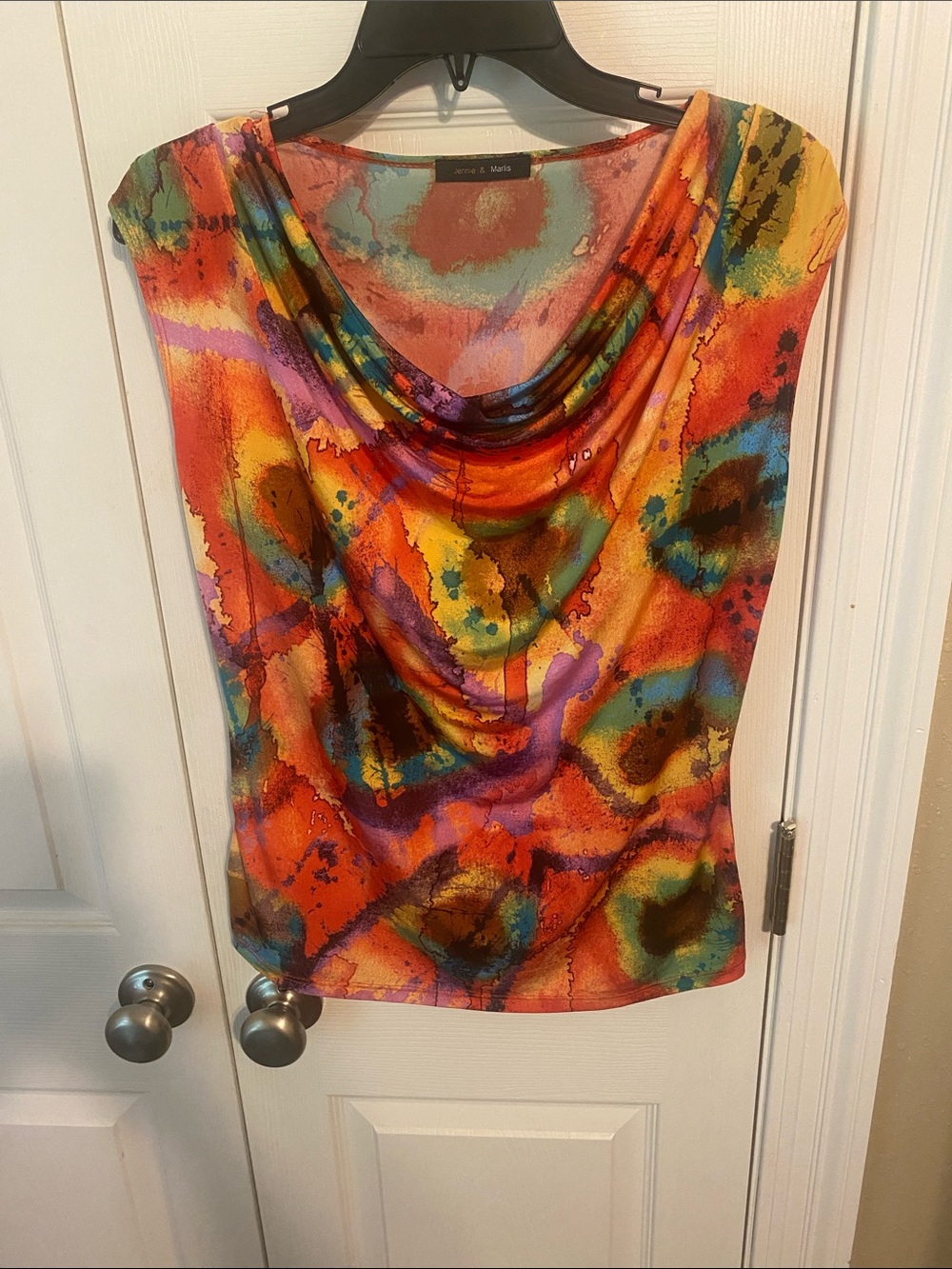 Vibrant Watercolor Cowl Neck Tank Top